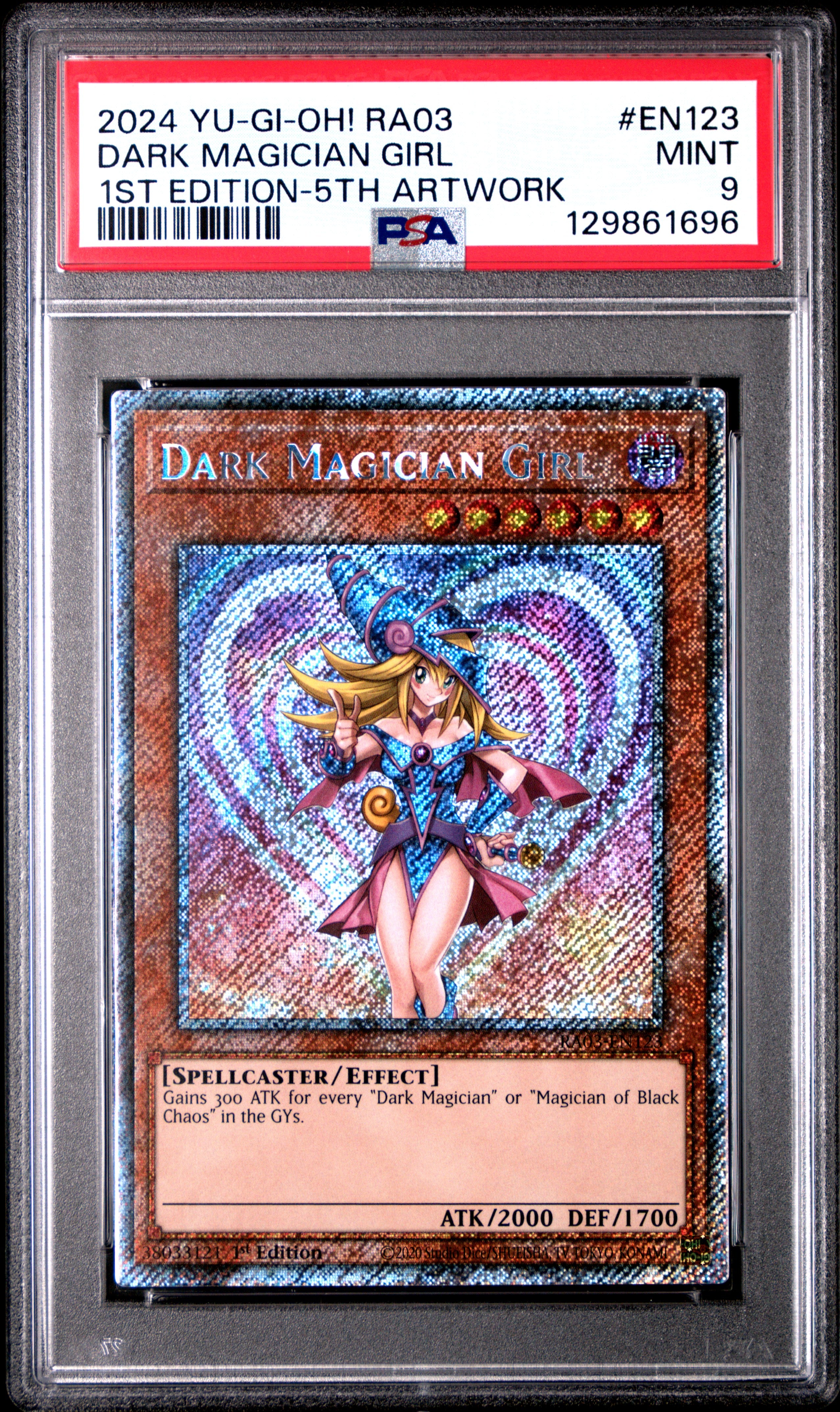 2024 YU-GI-OH! RA03-QUARTER CENTURY BONANZA #EN123 DARK MAGICIAN GIRL 1ST EDITION-5TH TCG ARTWORK PSA 9