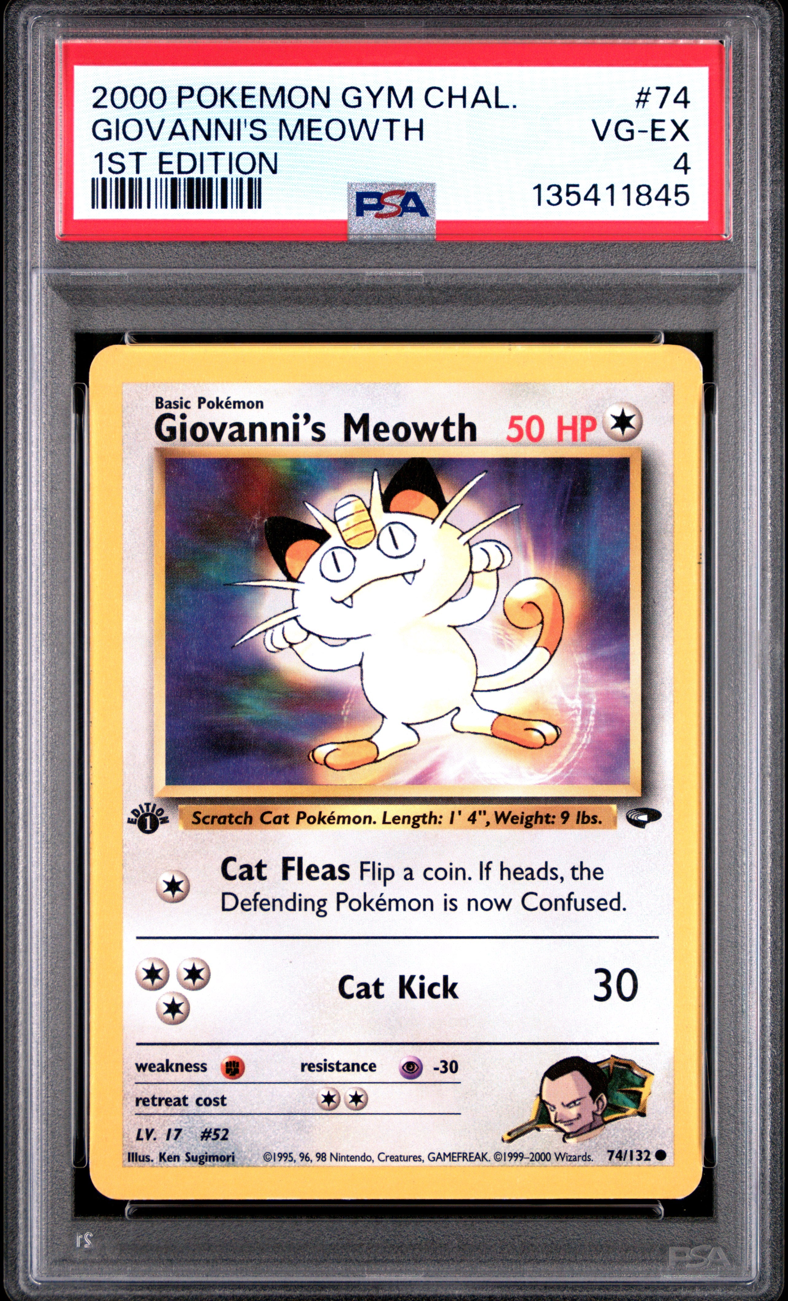 2000 POKEMON GYM CHALLENGE #74 GIOVANNI'S MEOWTH 1ST EDITION PSA 4
