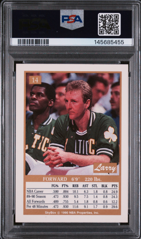 1990 SKYBOX #14 LARRY BIRD PSA 8