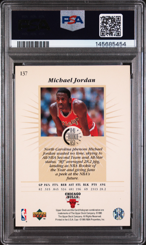 1995 UPPER DECK #137 MICHAEL JORDAN PSA 7