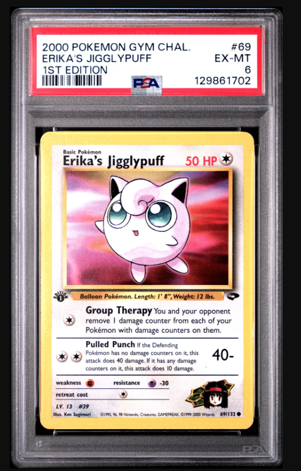 2000 POKEMON GYM CHALLENGE 69 ERIKA'S JIGGLYPUFF 1ST EDITION PSA 6