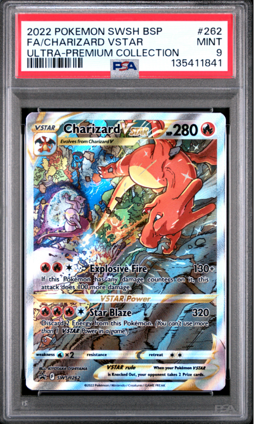 2022 POKEMON SWSH BLACK STAR PROMO #262 FA/CHARIZARD VSTAR ULTRA-PREMIUM COLLECTION PSA 9