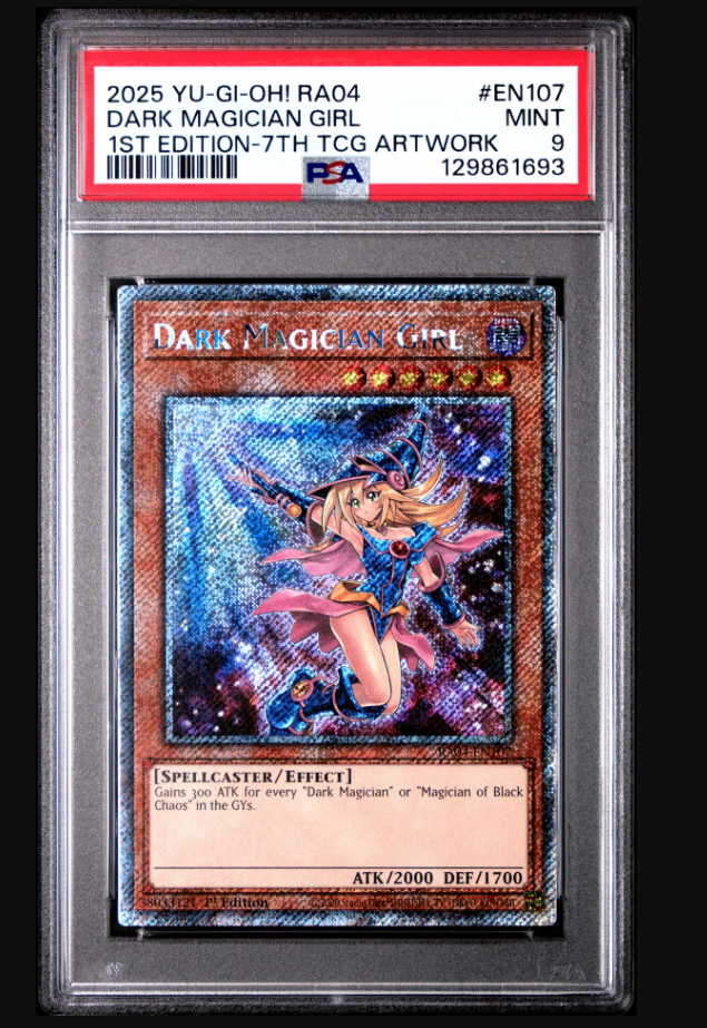 2025 YU-GI-OH! RA04-QUARTER CENTURY STAMPEDE EN107 DARK MAGICIAN GIRL 1ST EDITION-7TH TCG ARTWORK PSA 9