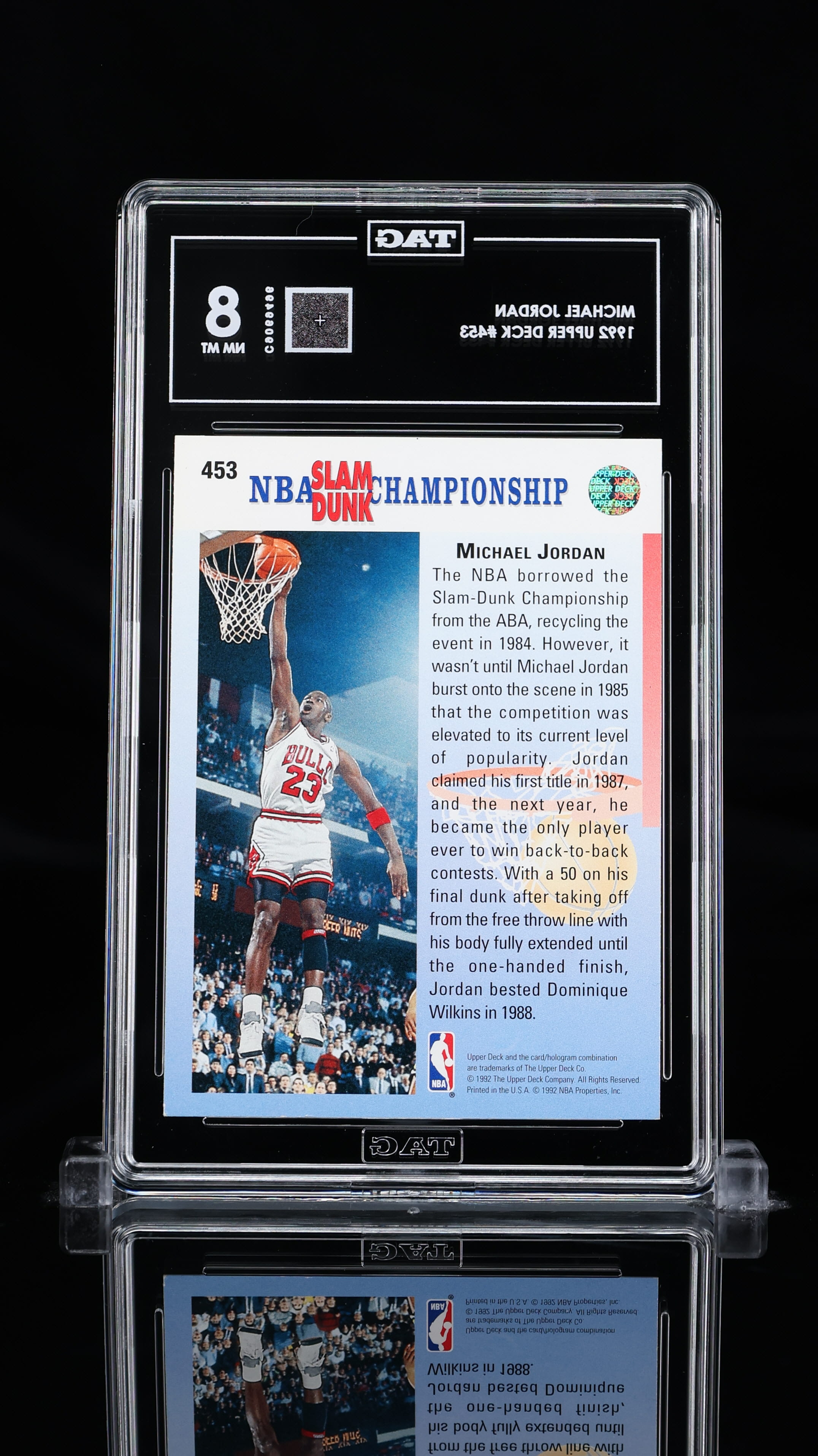 Michael Jordan 1992 Upper Deck #453 – “In Your Face” Dunk (TAG Graded 8 NM-MT)