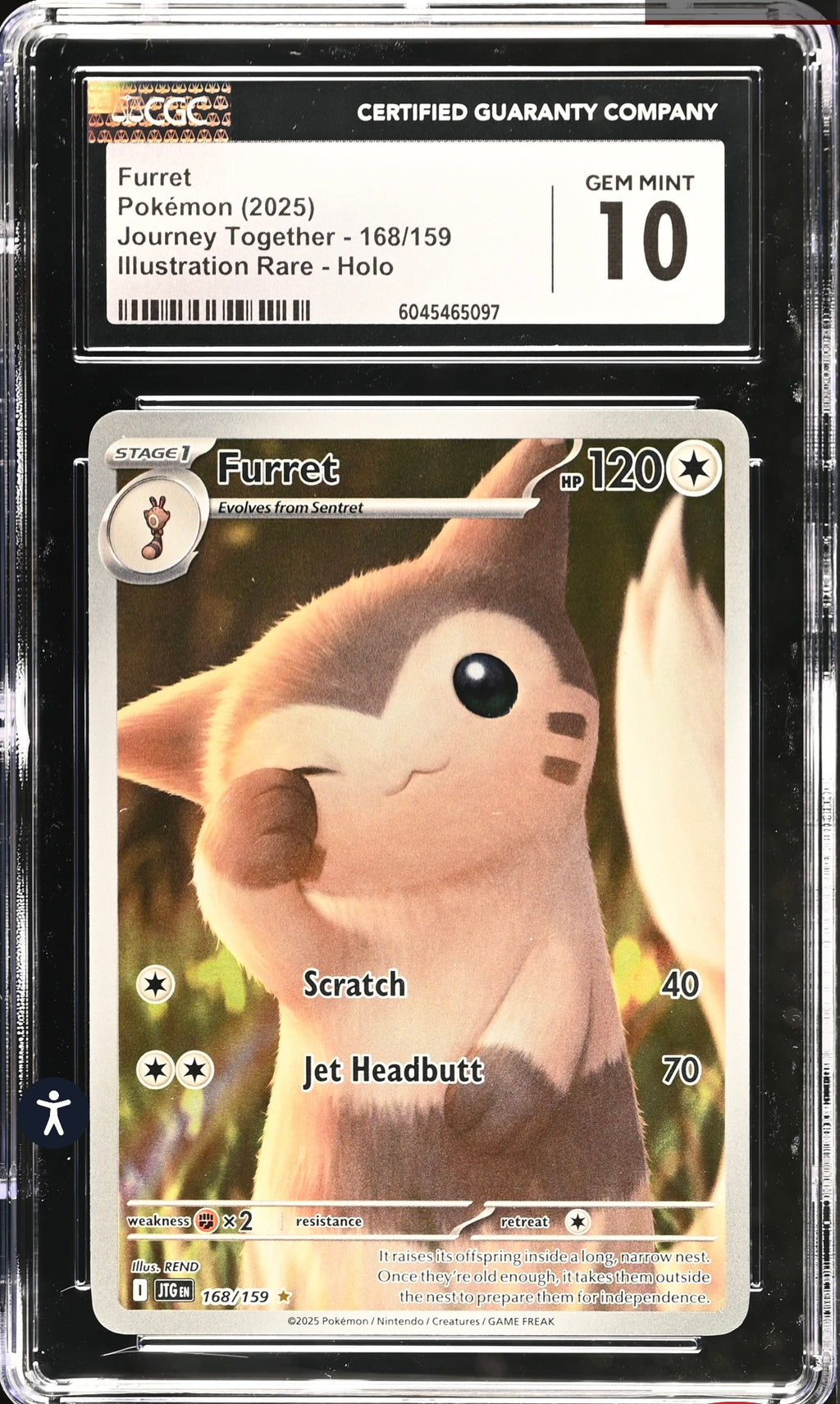 Furret Pokemon Journey Together 168/159 CGC 10