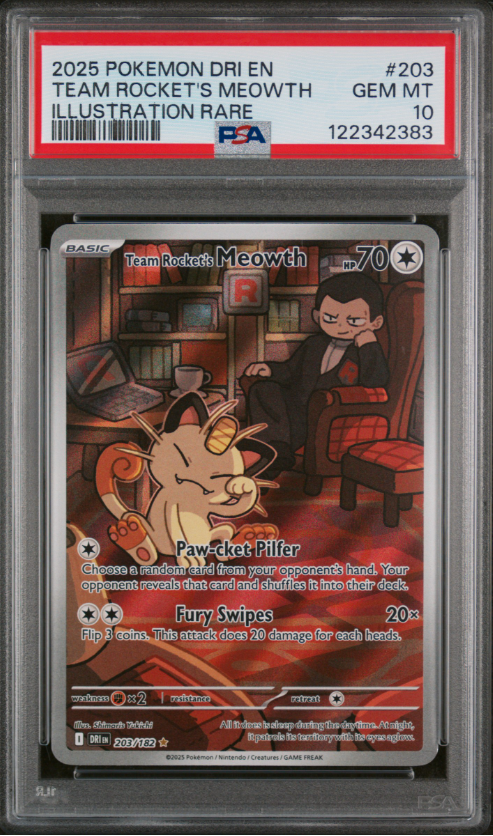 MEOWTH ILLUSTRATION RARE EN-DESTINED RIVALS #203 PSA 10