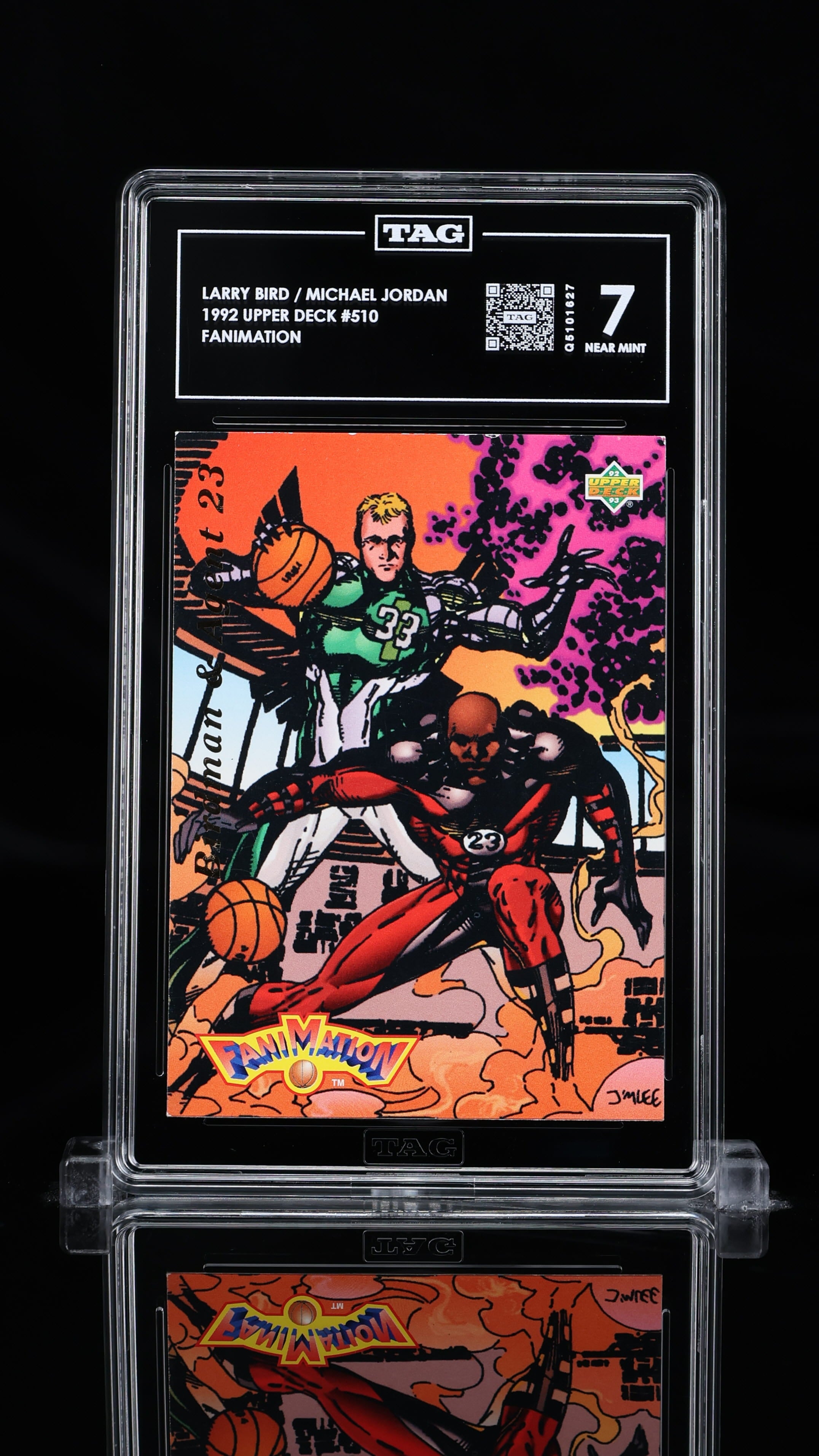 Michael Jordan & Larry Bird 1992 Upper Deck #510 – Fanimation (TAG Graded 7 NM)