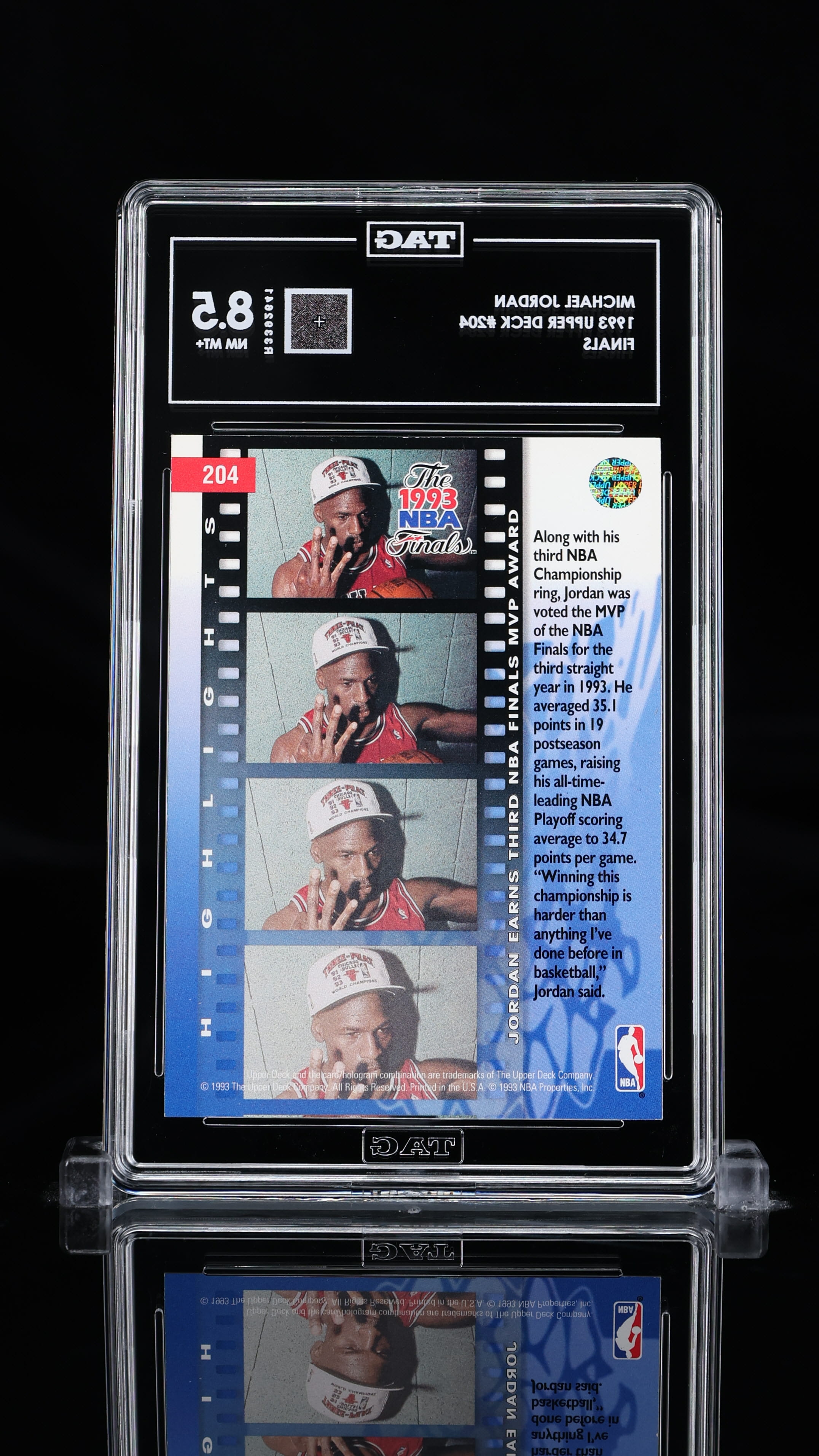 Michael Jordan 1993 Upper Deck #204 – NBA Finals MVP (TAG Graded 8.5 NM-MT+)