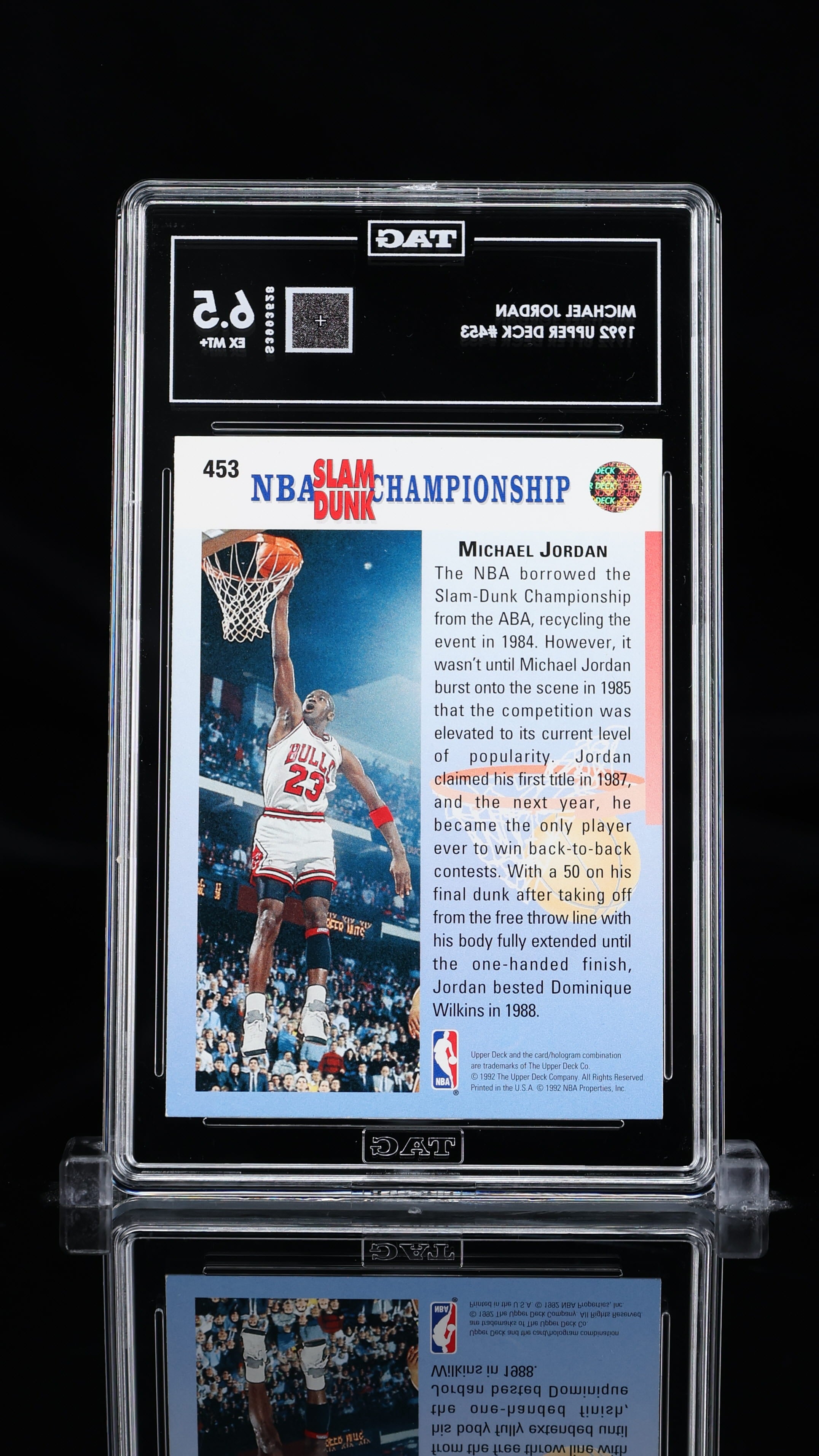 Michael Jordan 1992 Upper Deck #453 – “In Your Face” Dunk (TAG Graded 6.5 EX-MT+)