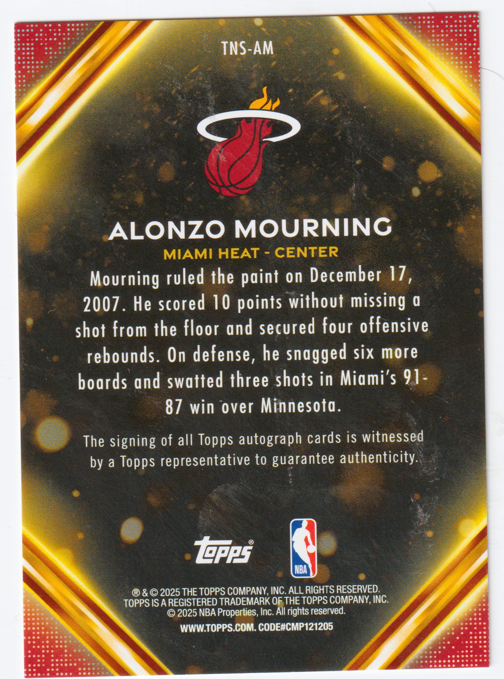 Alonzo Mourning TNS-AM Notch Signatures
