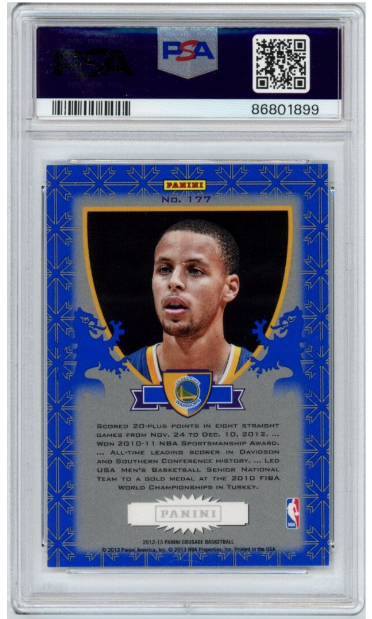 Stephen Curry 2012 Panini Crusade Blue Gold Prizm #177 PSA 9 Mint Basketball Card