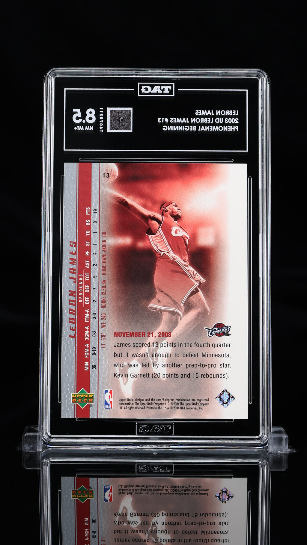 LeBron James 2003 Upper Deck #13 – “Phenomenal Beginning” (TAG Graded 8.5 NM-MT+)