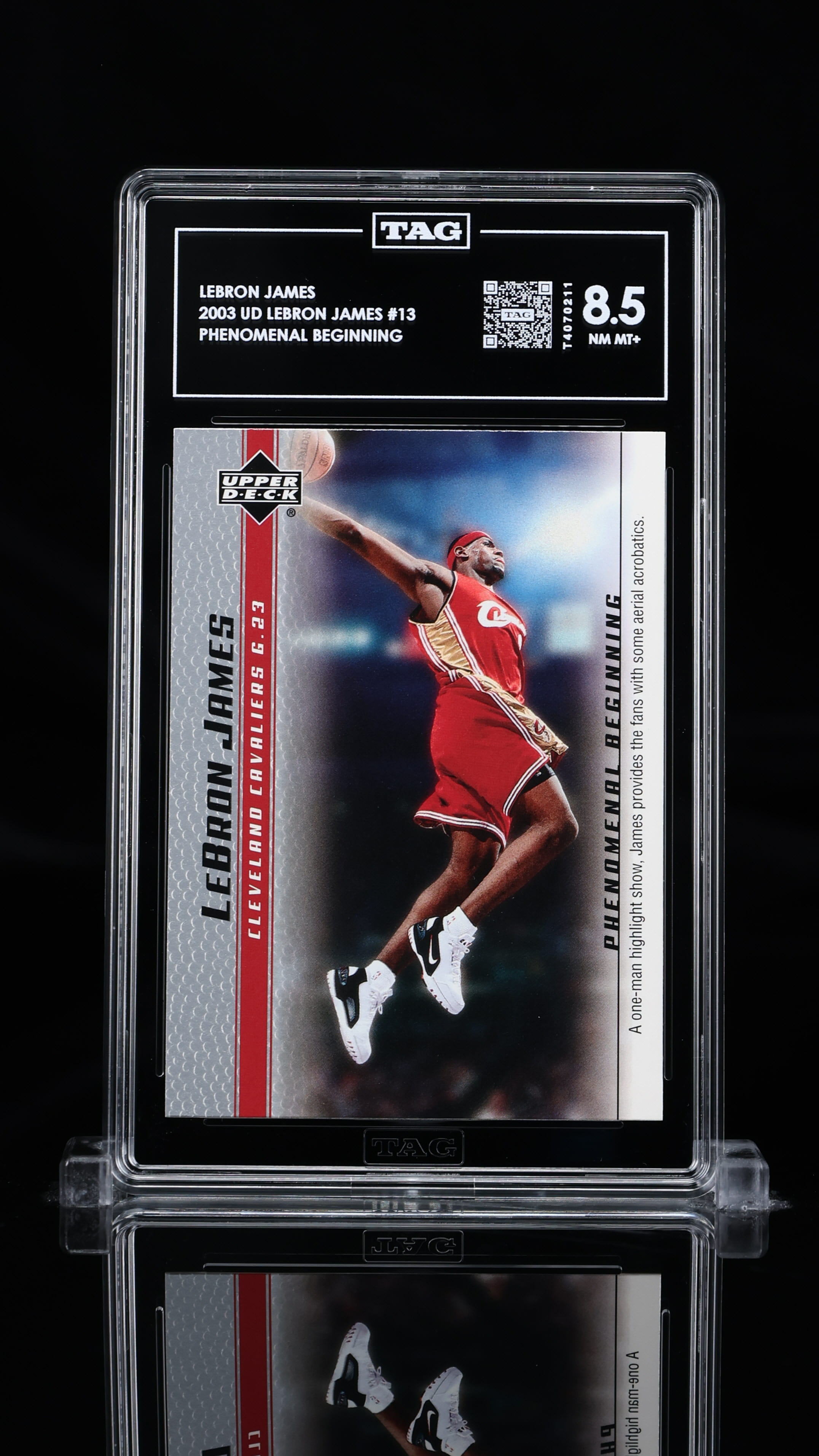 LeBron James 2003 Upper Deck #13 – “Phenomenal Beginning” (TAG Graded 8.5 NM-MT+)